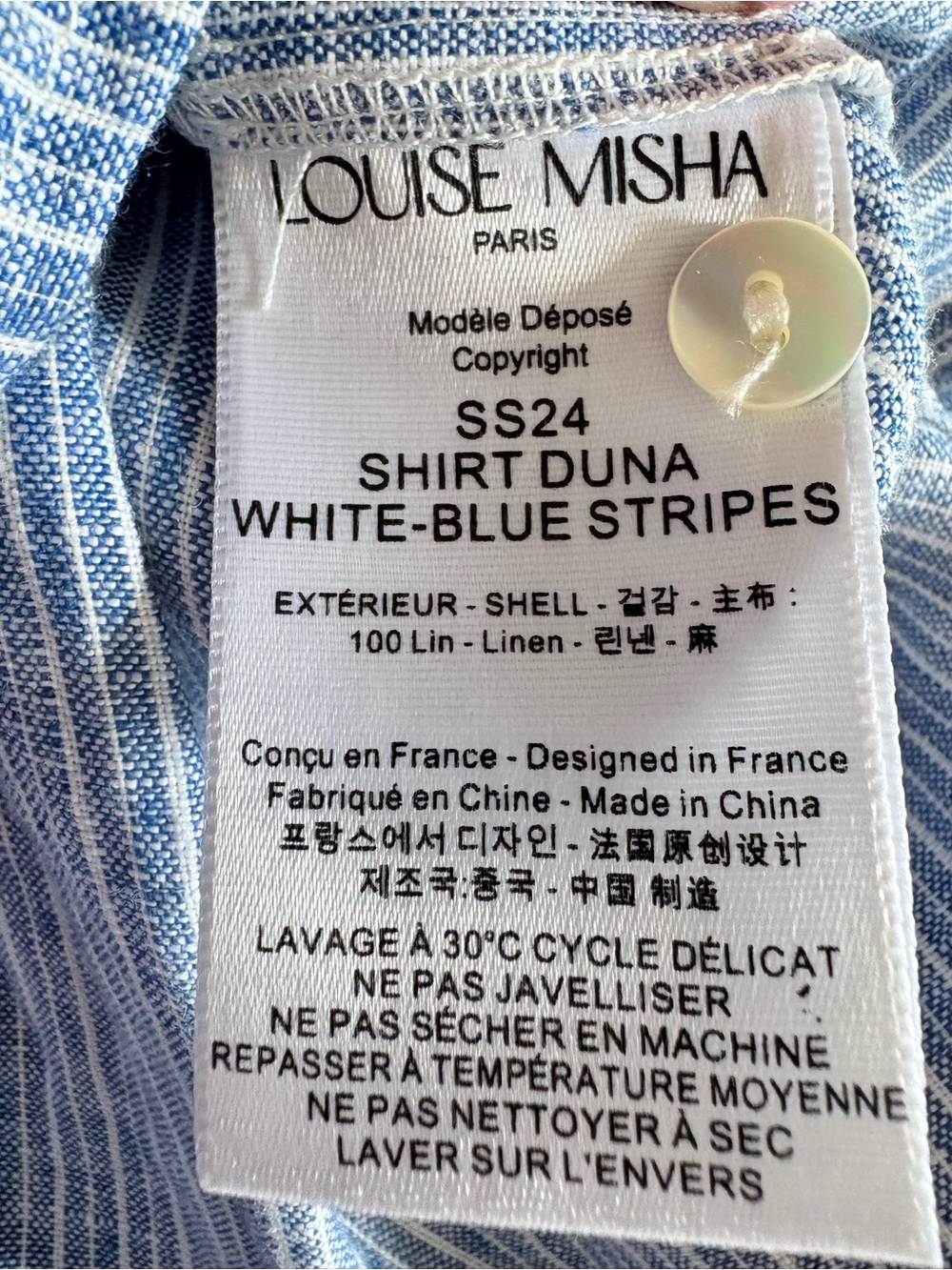 NEW Louise Misha Women’s Sleeveless Duna Blouse Blue Linen Stripes 36 Small S - Picture 16 of 16